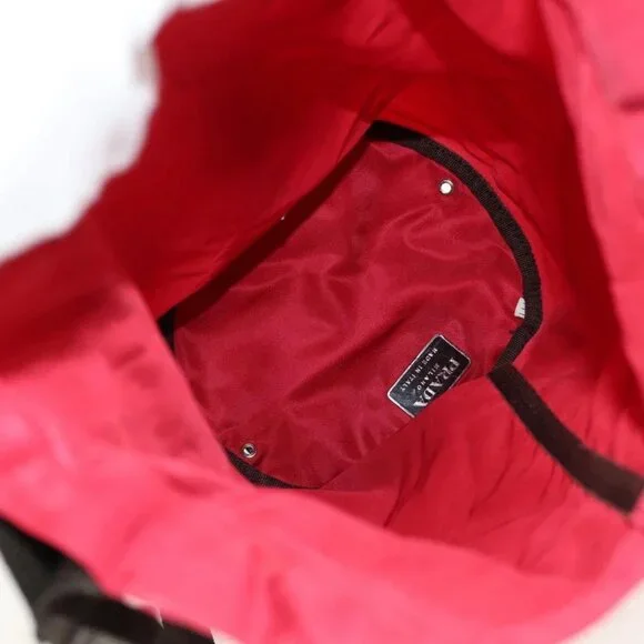 PRADA Shoulder Bag Nylon Red Silver - Picture 9 of 16